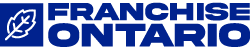 Franchise Ontario logo blue text with a white leaf icon representing Ontario government franchising services