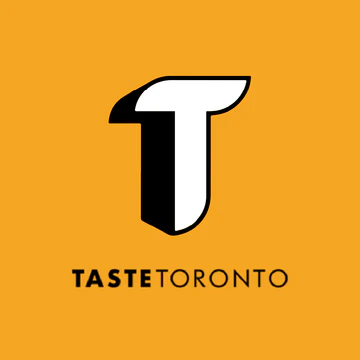 Logo for Taste Toronto featuring a bold stylized T on an orange background with the text TASTE TORONTO underneath